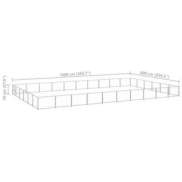 vidaXL Hondenkennel 60 m² staal zilverkleurig