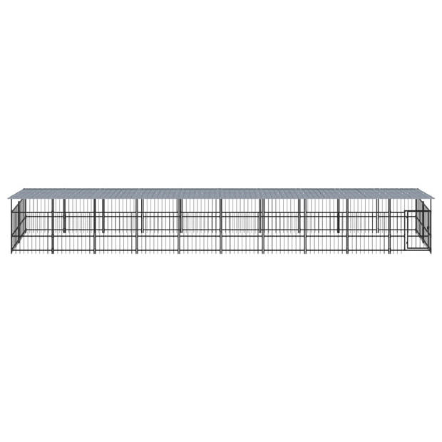 The Living Store Hondenhok Stalen Hondenkennel - 976 x 198 x 128 cm - Kleur- Zwart