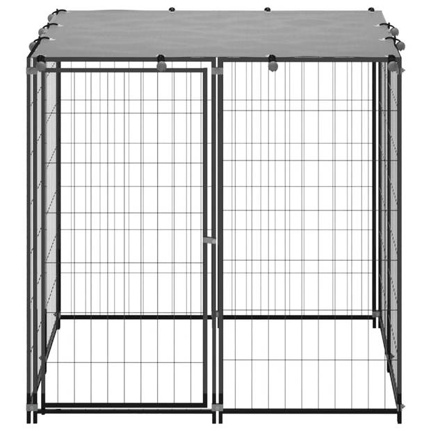 vidaXL Hondenkennel 110x110x110 cm staal zwart