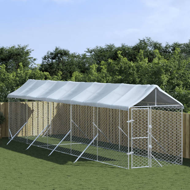 The Living Store Hondenkennel - Gegalvaniseerd staal - 2x10x2.5m - Afsluitbare deur