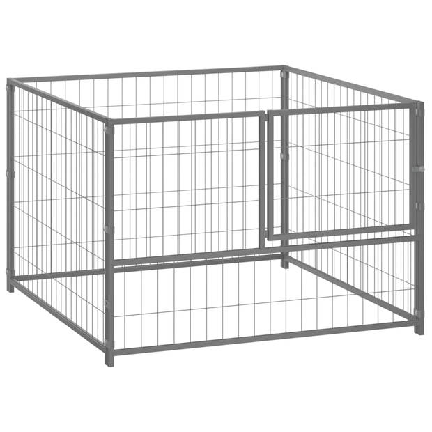 The Living Store Hondenkennel - Grote staaldraad hondenkooi - Zilver - 100x100x70 cm - Veiligheidsgrendel