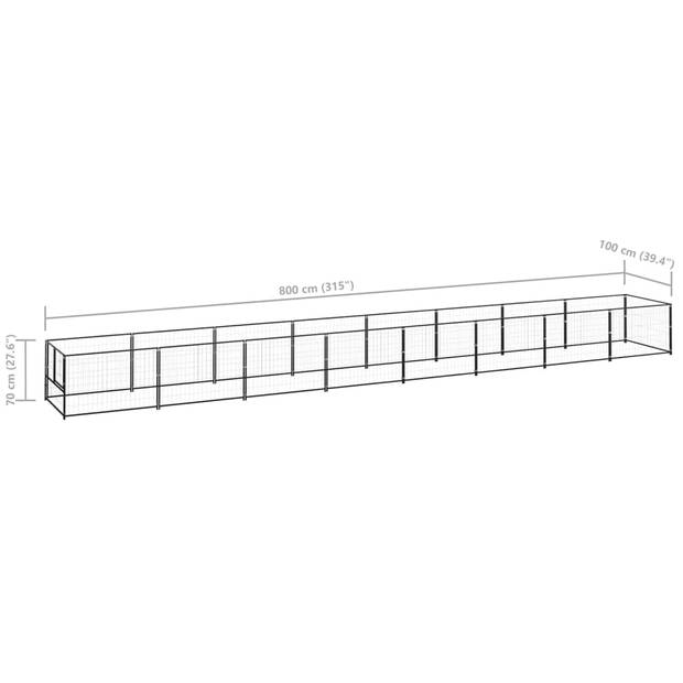 The Living Store Hondenkennel - 100x100x70 cm - Staal Zwart