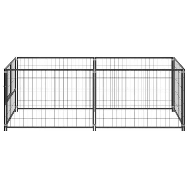 The Living Store Hondenkennel - Grote staaldraadwanden - Duurzaam en robuust - 200x100x70 cm - Zwart