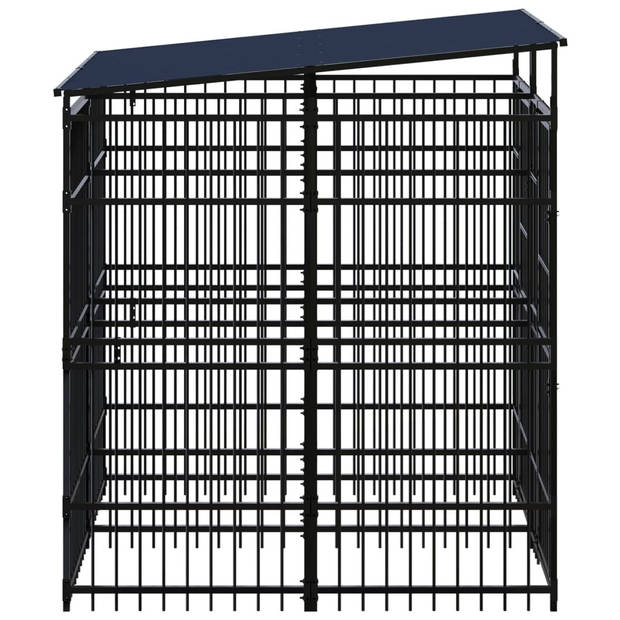 The Living Store Hondenkennel - Gepoedercoat staal - 199 x 200 x 228 cm - Zwart