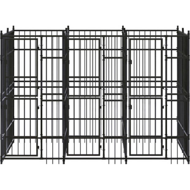 The Living Store Hondenkennel - Gepoedercoat Staal - 288x192x200 cm - Zwart