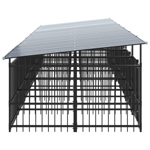 vidaXL Hondenkennel met dak 13,14 m² staal