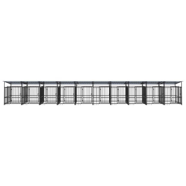 vidaXL Hondenkennel met dak 18,77 m² staal