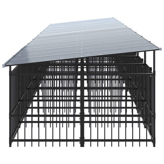 vidaXL Hondenkennel met dak 18,77 m² staal