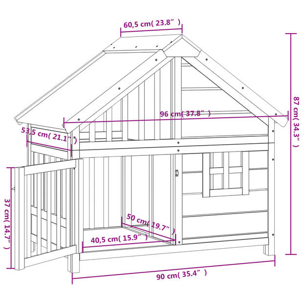 The Living Store Hondenhok - - Hondenhokken - 96 x 60.5 x 87 cm - Massief grenenhout en multiplex