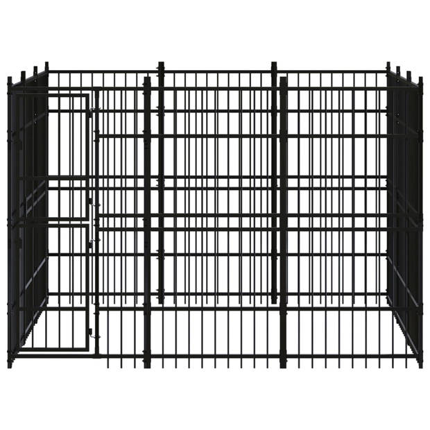 The Living Store Hondenkennel - Stalen stangen - 288x288x200 cm - Zwart