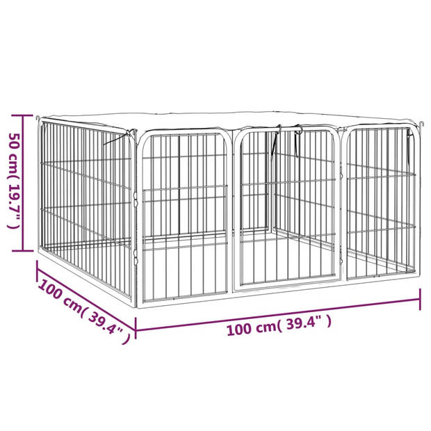 The Living Store Hondenkennel Gepoedercoat Staal - 100x100x50 cm - Waterbestendig - Veilig Ontwerp