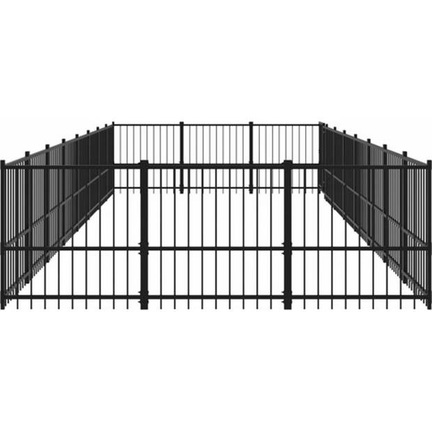 The Living Store Hondenhok Hondenkennel - Zwart Gepoedercoat Staal - 776x291x100cm - Stevige Constructie