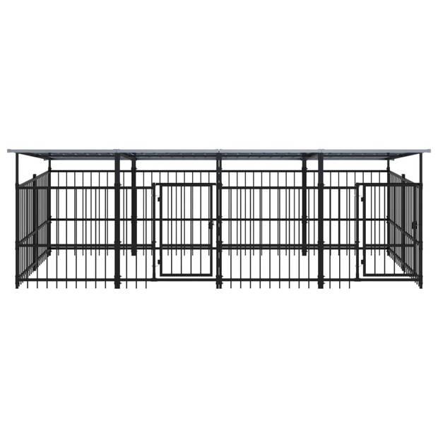 The Living Store Hondenkennel - Stalen Stangen - Gepoedercoat - 394x198x128 cm - 7.51 m²