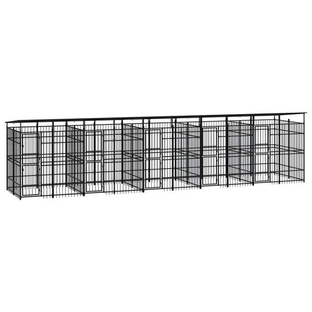 The Living Store - Hondenkennel - Zwart - 967 x 200 x 228 cm - Gepoedercoat staal