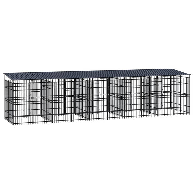 The Living Store - Hondenkennel - Zwart - 967 x 200 x 228 cm - Gepoedercoat staal