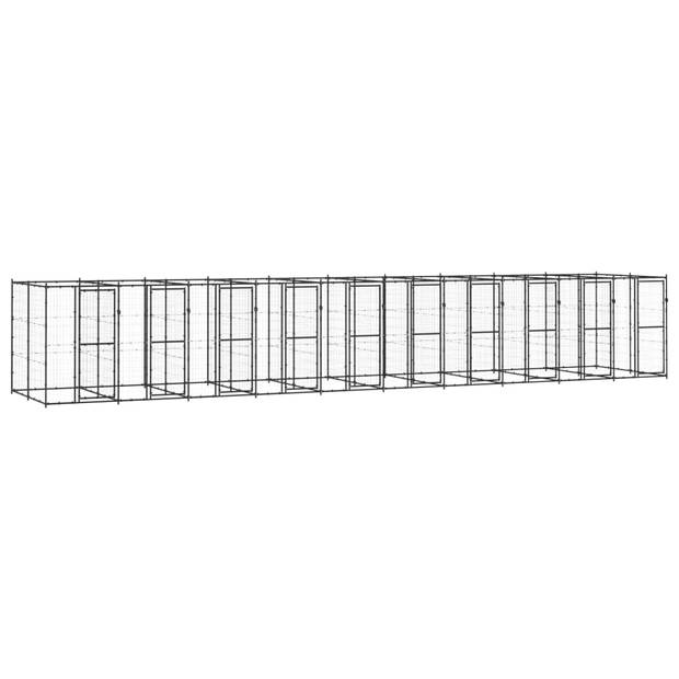 The Living Store Hondenkennel Metaal - XL - 1100x220x180cm - Zwart