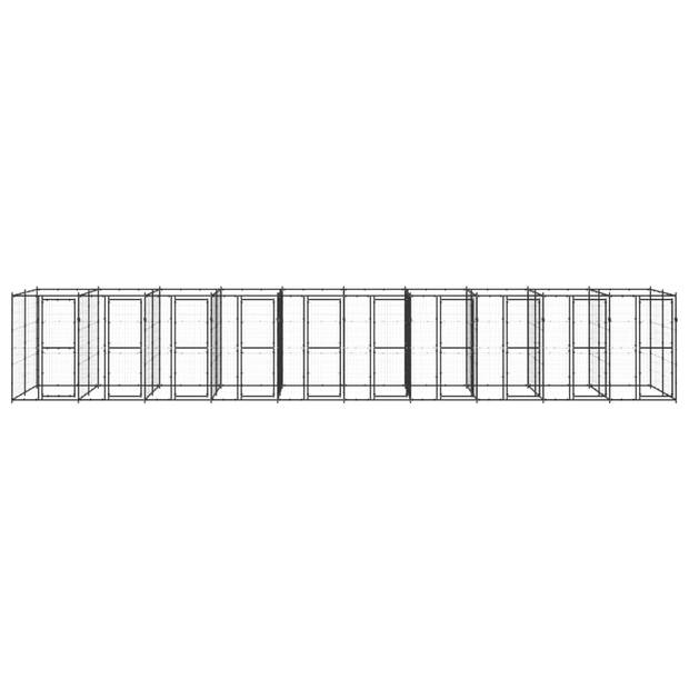 The Living Store Hondenkennel Metaal - XL - 1100x220x180cm - Zwart
