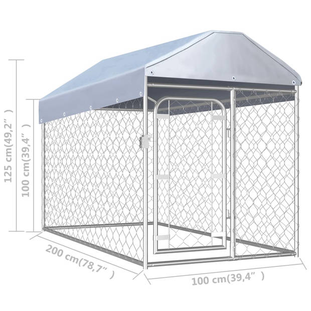 vidaXL Hondenkennel voor buiten met dak 200x100x125 cm