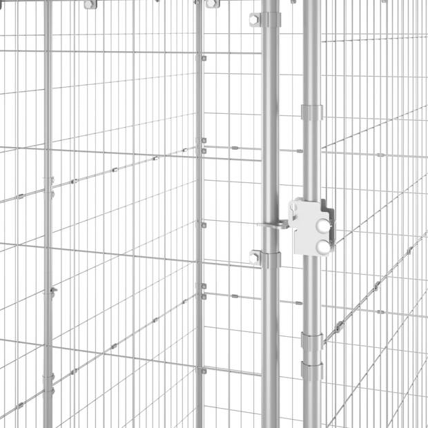 The Living Store Hondenkennel - Zilver - 110 x 220 x 180 cm - Met dak en deur