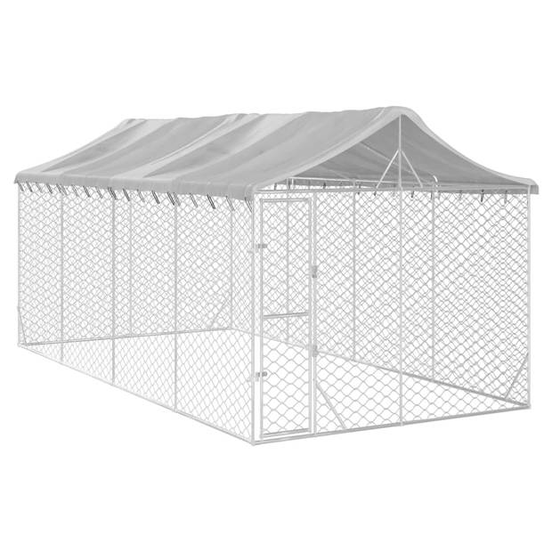 The Living Store Hondenkennel Outdoor - 3x6x2.5m - Gegalvaniseerd staal - Beschermend dak - Afsluitbare deur