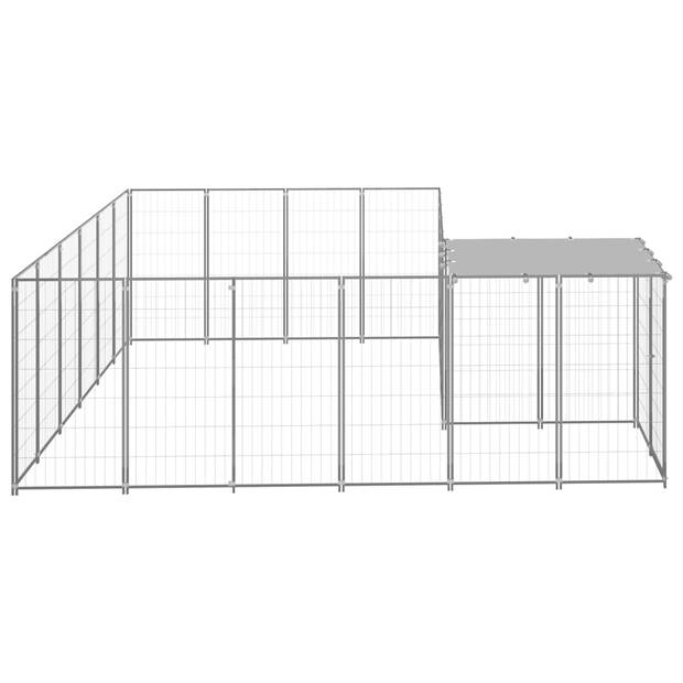 vidaXL Hondenkennel 8,47 m² staal zilverkleurig