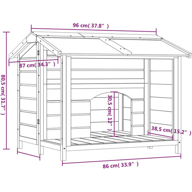 The Living Store Hondenhok - Grenenhouten puppyhuis - 96x87x80.5 cm