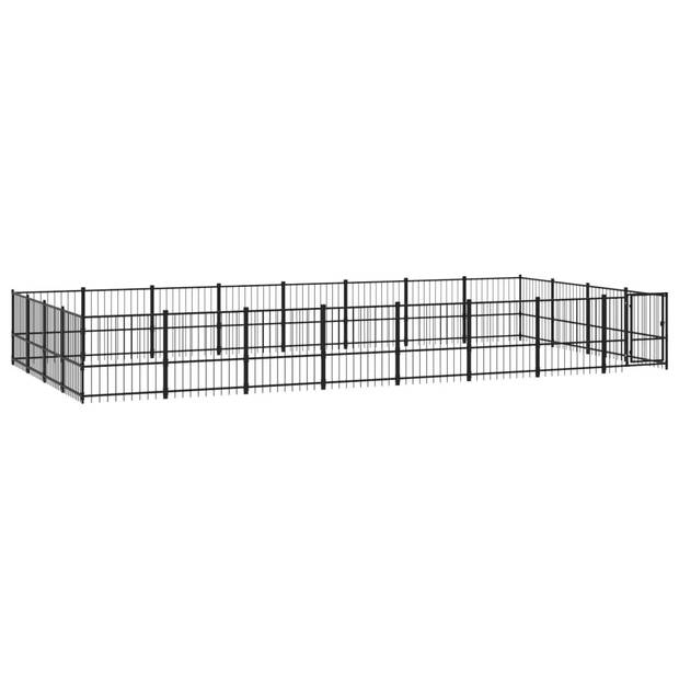 The Living Store Hondenhok Hondenkennel - Stalen Stangen - Gepoedercoat Staal - 776 x 388 x 100 cm (L x B x H)