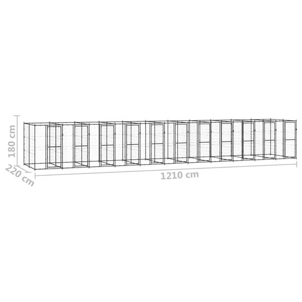 vidaXL Hondenkennel 26,62 m² staal