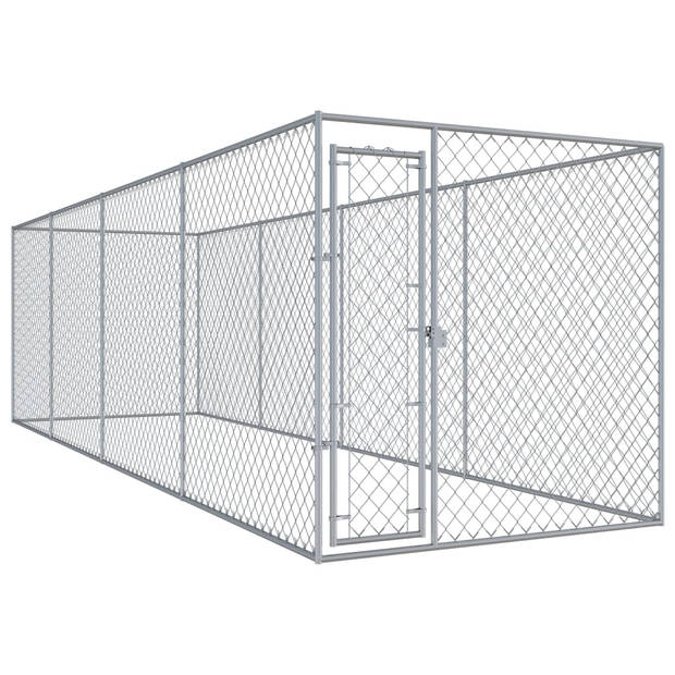 The Living Store Hondenkennel Groot - Gegalvaniseerd Staal - 760x192x185 cm - Afsluitbaar