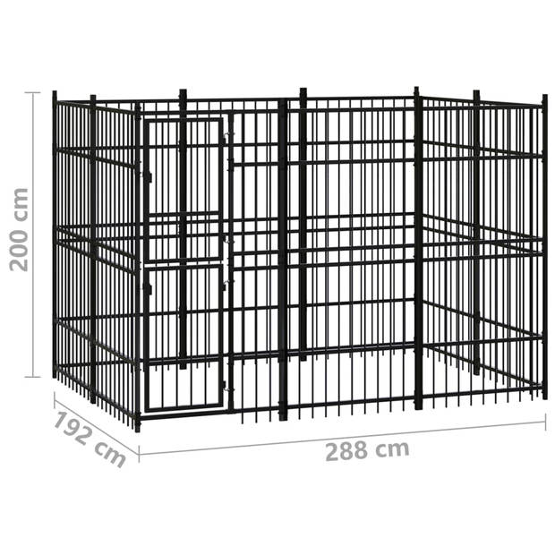 The Living Store Hondenkennel - Stalen wanden - Veilig en duurzaam - 288 x 192 x 200 cm - Zwart - Gepoedercoat staal