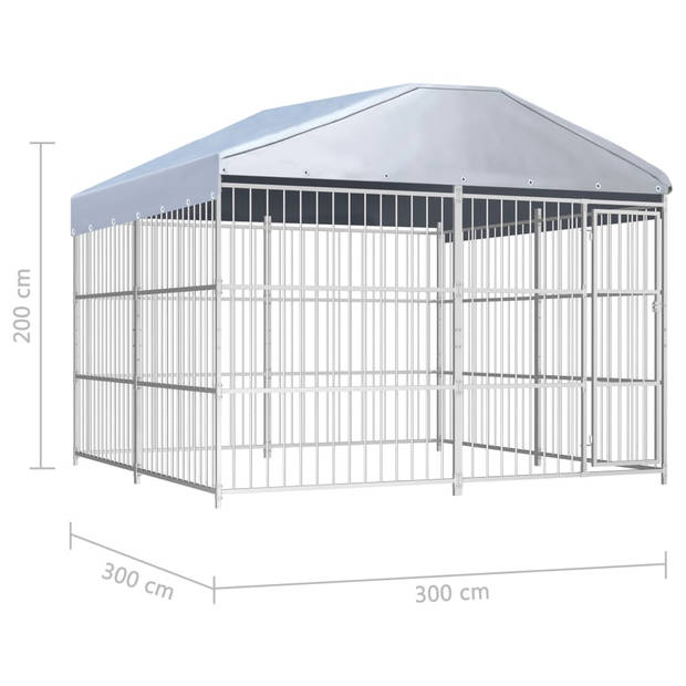The Living Store Hondenkennel - Vaste Stalen Constructie - 300x300x185/200 cm - Met Luifel