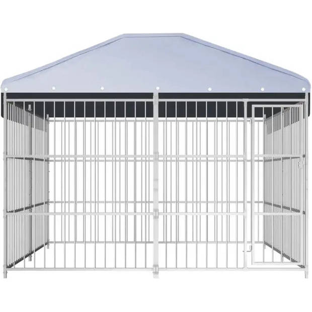 The Living Store Hondenkennel - Vaste Stalen Constructie - 300x300x185/200 cm - Met Luifel