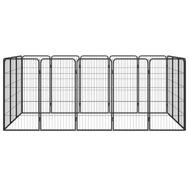 vidaXL Hondenkennel 16 panelen 50 x 100 cm gepoedercoat staal zwart