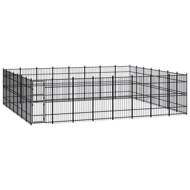 The Living Store Hondenkennel - Stalen constructie - Veelzijdig - 768x672x200 cm - Zwart