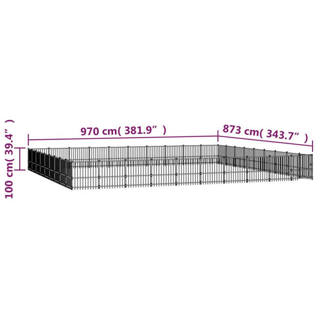 The Living Store Hondenhok Huisvesting - 970 x 873 x 100 cm - Stalen Stangen