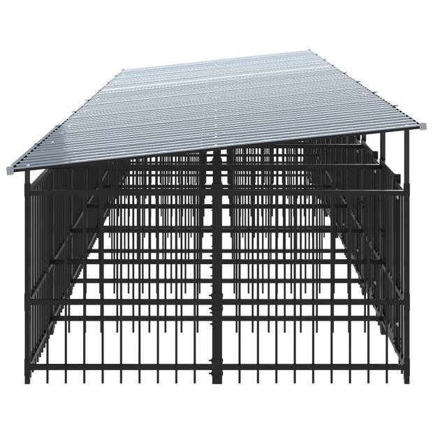 vidaXL Hondenkennel met dak 15,02 m² staal