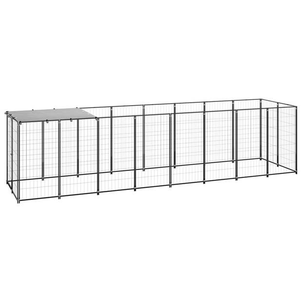 The Living Store Hondenkennel - Groot - Staal - 440x110x110 cm - Waterbestendig dak