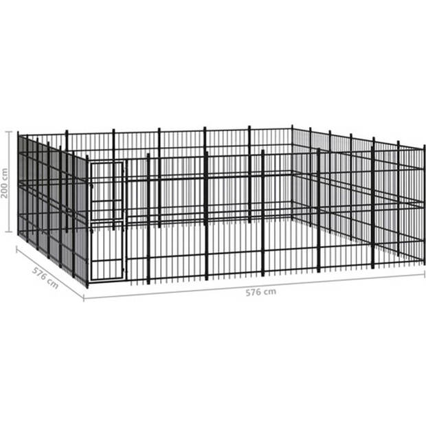 The Living Store Hondenkennel Xl - Hondenkennels - 576 x 576 x 200 cm - Gepoedercoat staal