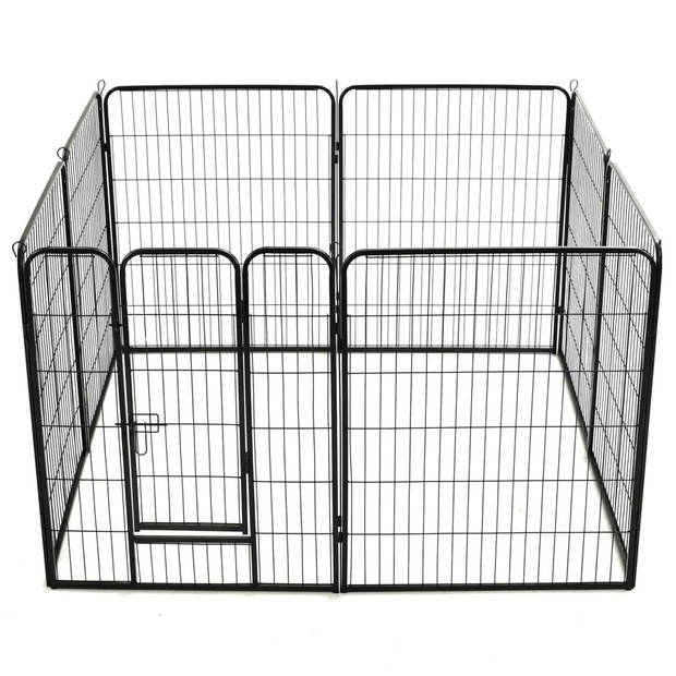 The Living Store Hondenren Staal - 80 x 100 cm - Zwarte Speelomgeving voor Binnen en Buiten