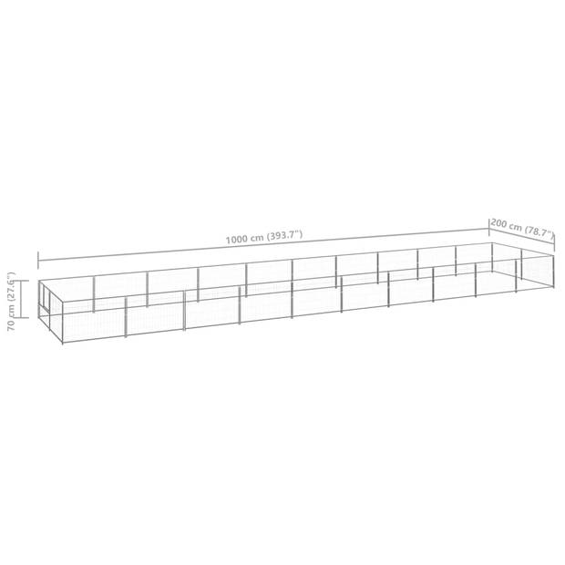 The Living Store Hondenkennel Grote Staal Draad Buitenren - 1000x200x70 cm - Afsluitbare Grendel