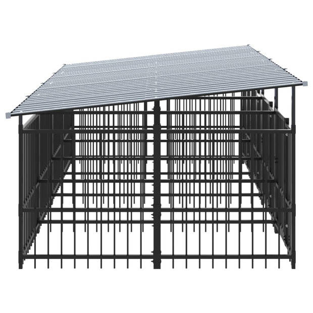 vidaXL Hondenkennel met dak 7,51 m² staal