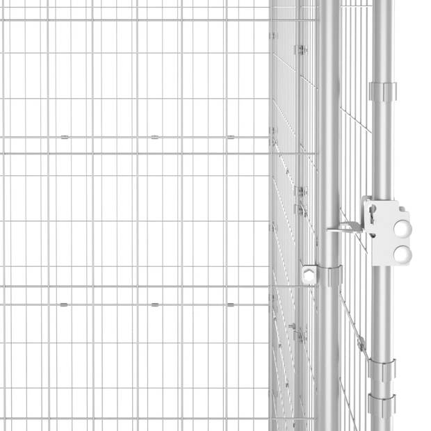 The Living Store Hondenkennel - Stalen constructie - Met PE dak - Zilver - 220 x 220 x 180 cm