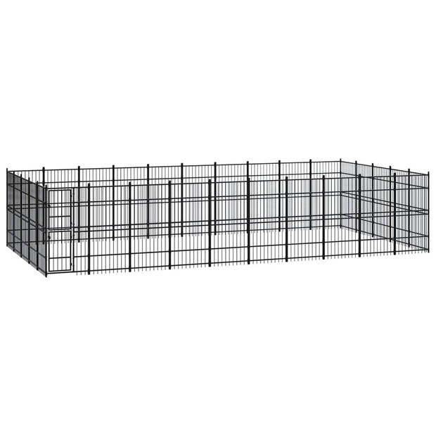 The Living Store Hondenkennel - Stalen Kennel 960 x 480 x 200 cm - Zwart