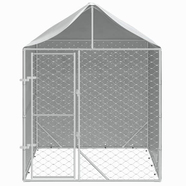 The Living Store Hondenkennel 2x2x2.5m - gegalvaniseerd staal - water- en uv-bestendig - afsluitbare deur - zilver