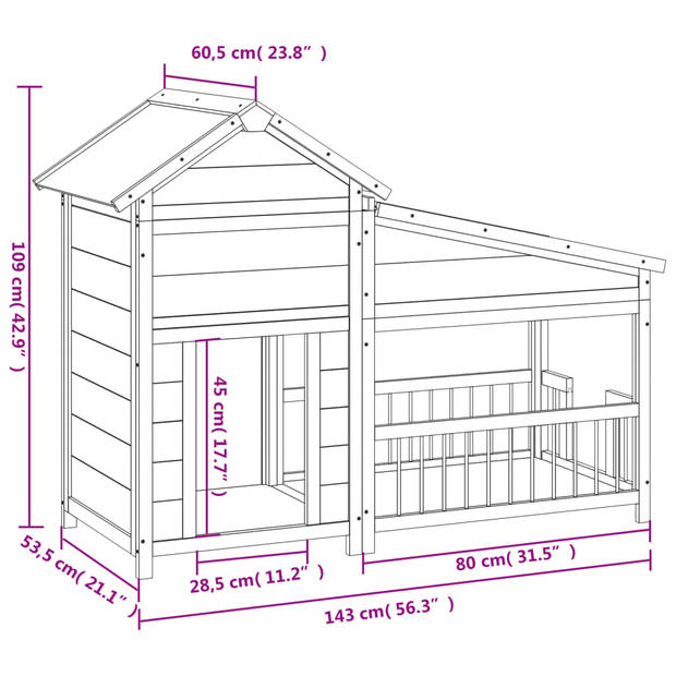 The Living Store Hondenhok - The Living Store - Hondenhok - Afmetingen- 143 x 60.5 x 109 cm - Ken- Waterbestendig dak