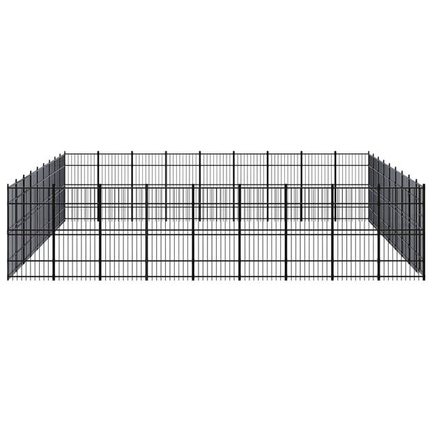 The Living Store Hondenkennel - Stalen Stangen - 864 x 864 x 200 cm - Zwart - Afsluitbaar vergrendelingssysteem