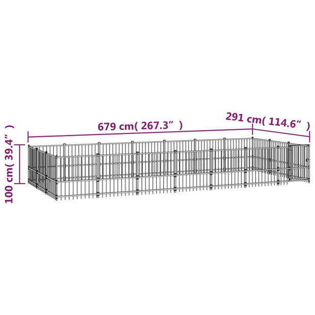 vidaXL Hondenkennel voor buiten 19,76 m² staal