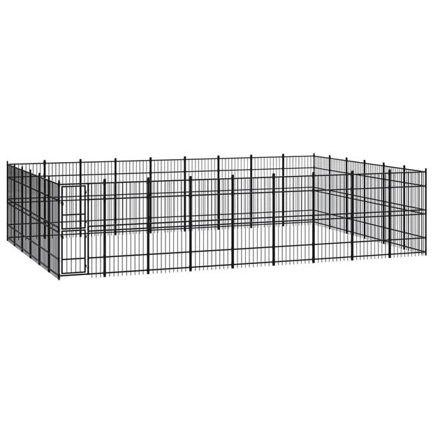 The Living Store Hondenkennel - Stalen - 864 x 576 x 200 cm - Afsluitbaar - Zwart