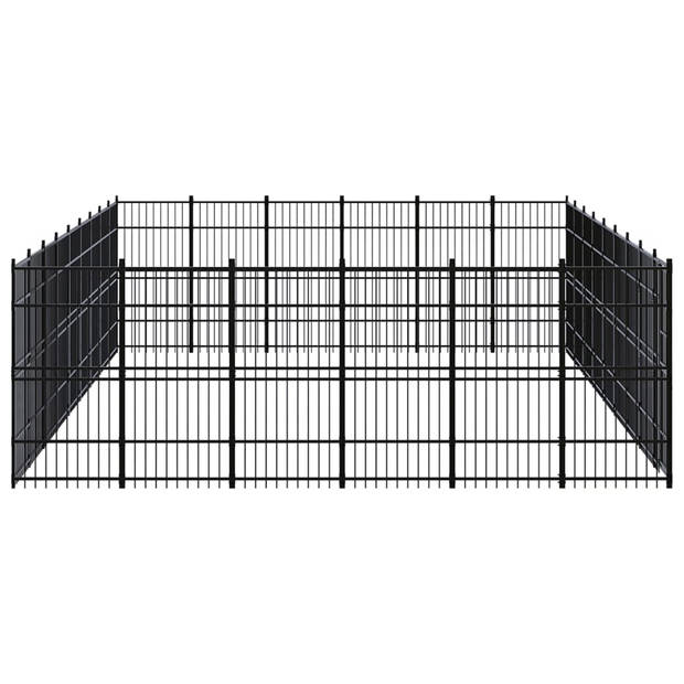 The Living Store Hondenkennel - Stalen - 864 x 576 x 200 cm - Afsluitbaar - Zwart