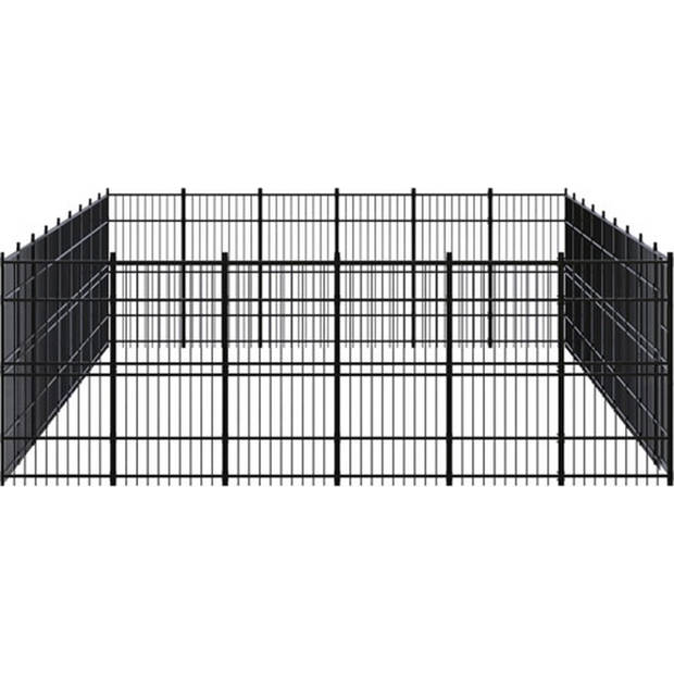 The Living Store Hondenkennel - Stalen - 864 x 576 x 200 cm - Afsluitbaar - Zwart